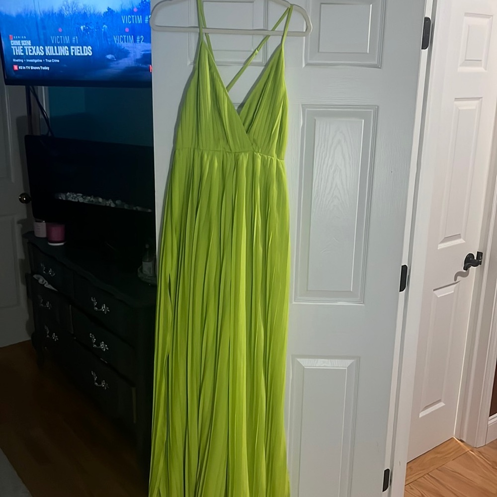 Pretty little thing lime green maxi pant dress/jumper